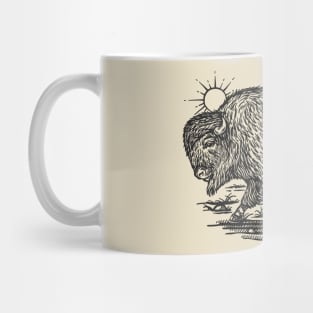 American Bison At Sunrise Field. Mug